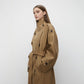 Women's Lapel Double Breasted Long Trench Coat with Belt