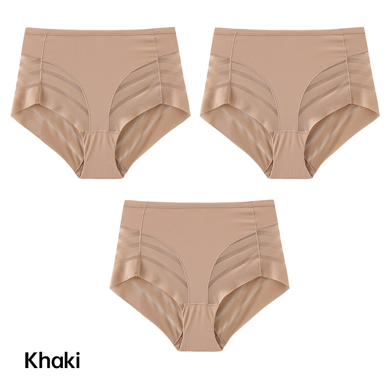 Leonisa High Waisted Invisible Tummy Control Shapewear for Women - Stripe Undetectable Lace Ladies Underwear Panties Flat Leg