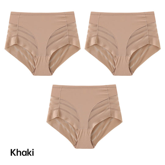 Leonisa High Waisted Invisible Tummy Control Shapewear for Women - Stripe Undetectable Lace Ladies Underwear Panties Flat Leg