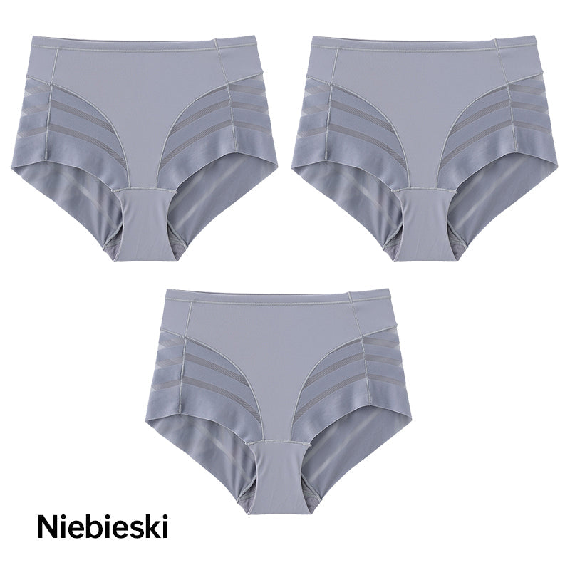 Leonisa High Waisted Invisible Tummy Control Shapewear for Women - Stripe Undetectable Lace Ladies Underwear Panties Flat Leg