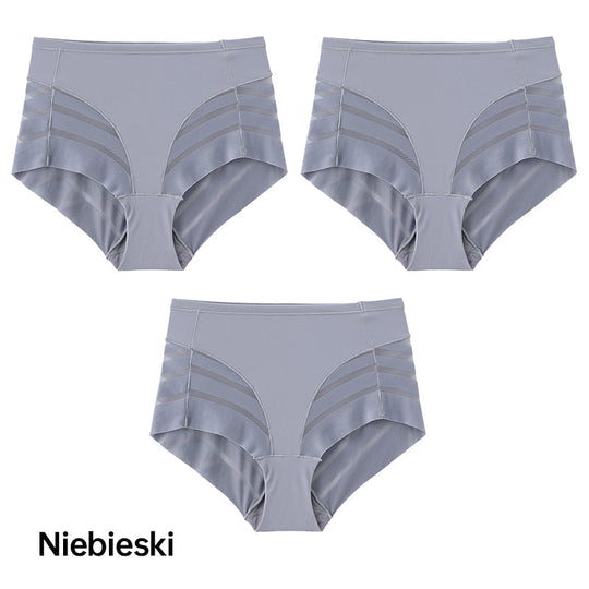 Leonisa High Waisted Invisible Tummy Control Shapewear for Women - Stripe Undetectable Lace Ladies Underwear Panties Flat Leg