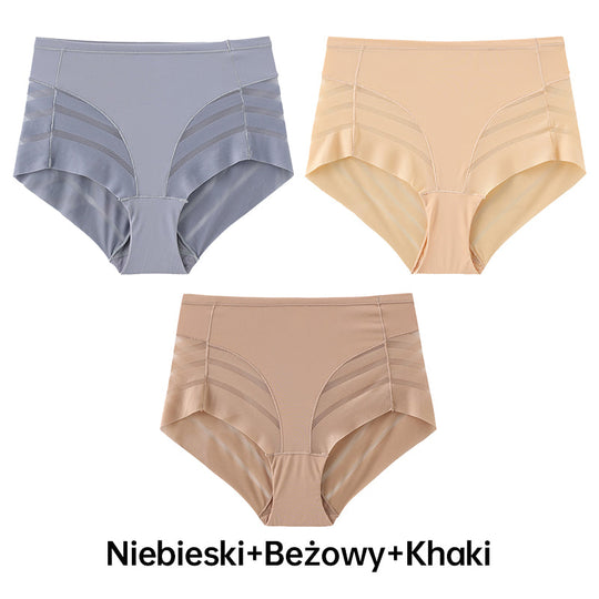 Leonisa High Waisted Invisible Tummy Control Shapewear for Women - Stripe Undetectable Lace Ladies Underwear Panties Flat Leg