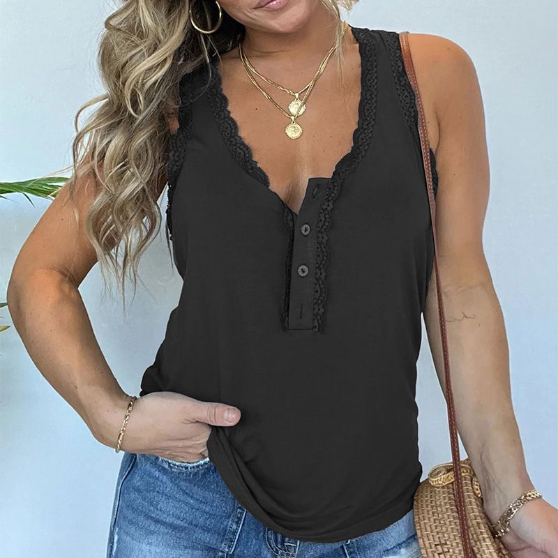 🔥Great Sale💝Women's V-neck Button Sleeveless Tank Top