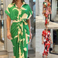 🔥SUMMER SALE 52% OFF💃Casual Lapel Neck Waist Print Shirt Dress