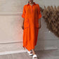 Women's Cotton Linen Solid Colour Lapel Dress