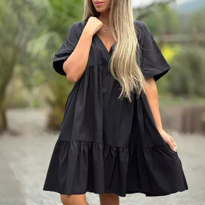 🌷LIMITED TIME OFFER 39% OFF🌷V Neck Ruffle Hem Babydoll Dress