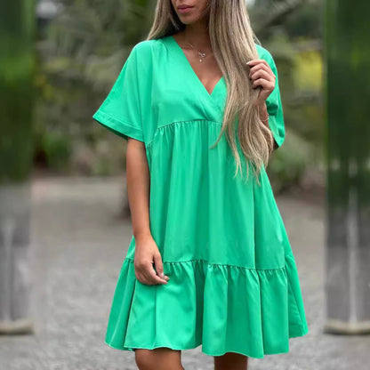 🌷LIMITED TIME OFFER 39% OFF🌷V Neck Ruffle Hem Babydoll Dress