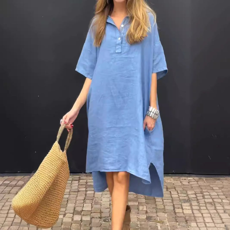 Oversized Shirt Midi Dress with Pocket