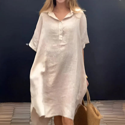 Oversized Shirt Midi Dress with Pocket