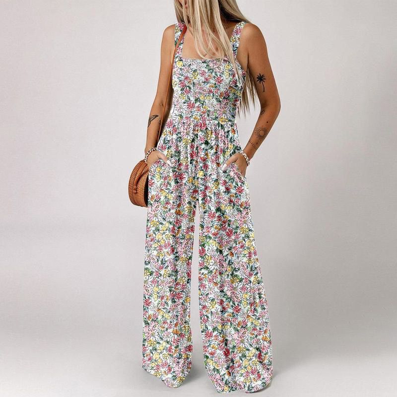 Bohemian style large pocket jumpsuit