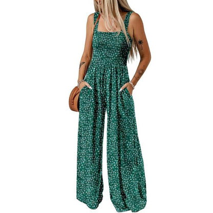 Bohemian style large pocket jumpsuit