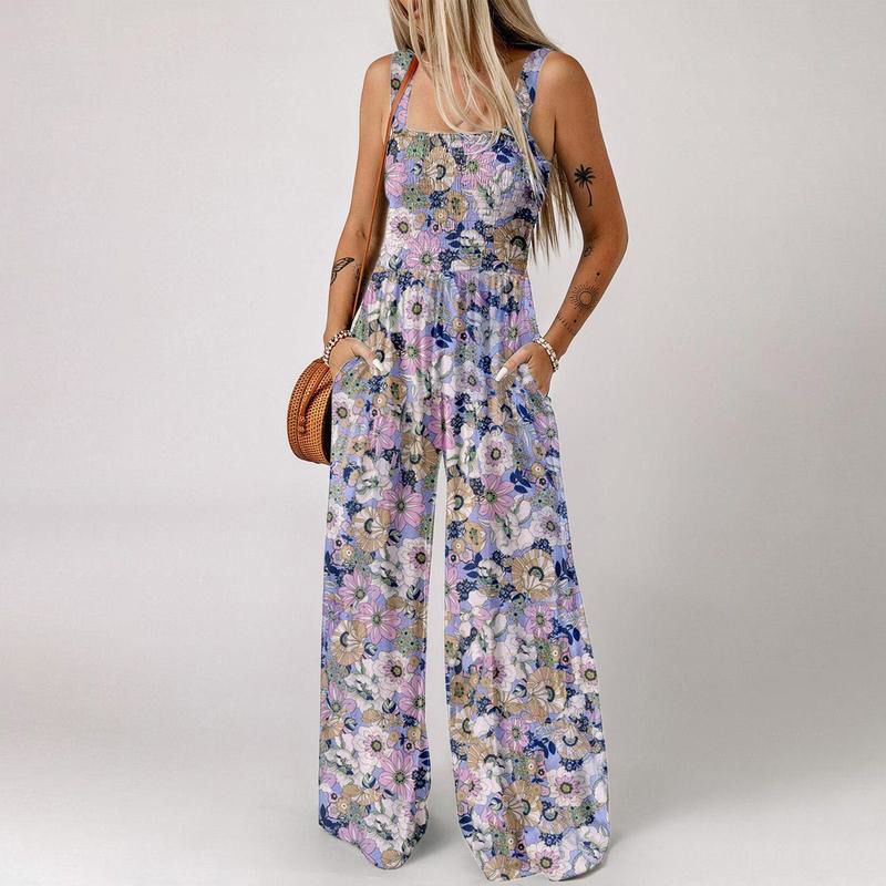 Bohemian style large pocket jumpsuit