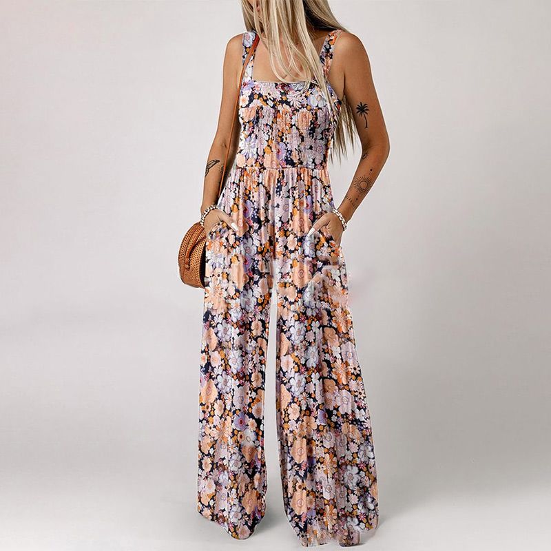 Bohemian style large pocket jumpsuit