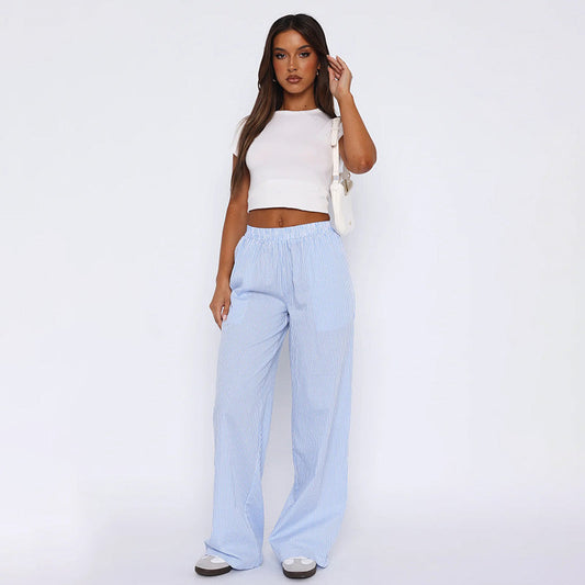 🔥2024 Hot Sale🔥Women Striped Casual Relaxed Fit Straight Lounge Pants