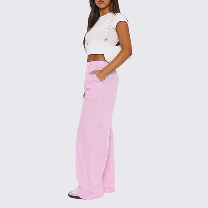 🔥2024 Hot Sale🔥Women Striped Casual Relaxed Fit Straight Lounge Pants