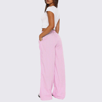 🔥2024 Hot Sale🔥Women Striped Casual Relaxed Fit Straight Lounge Pants