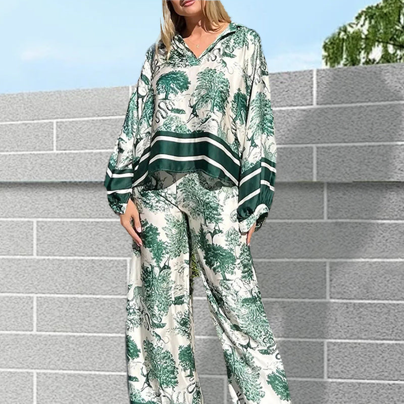 Printed Causal Loose Suit for Plus Size Women