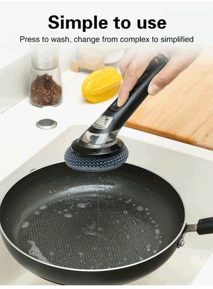 Automatic liquid-adding multifunctional pot scrubbing brush