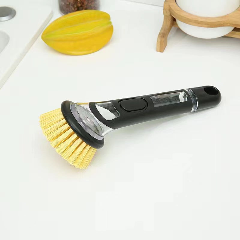 Automatic liquid-adding multifunctional pot scrubbing brush