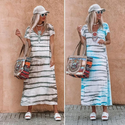 Breathable V-Neck Loose Long Dress