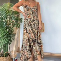 💥Limit Time 55% OFF 💕Women’s Sexy Spaghetti Strap Floral Print Long Dress