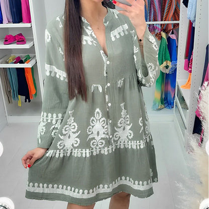 💕Hot Sale58% Off💕V Neck Button-Down Babydoll Dress