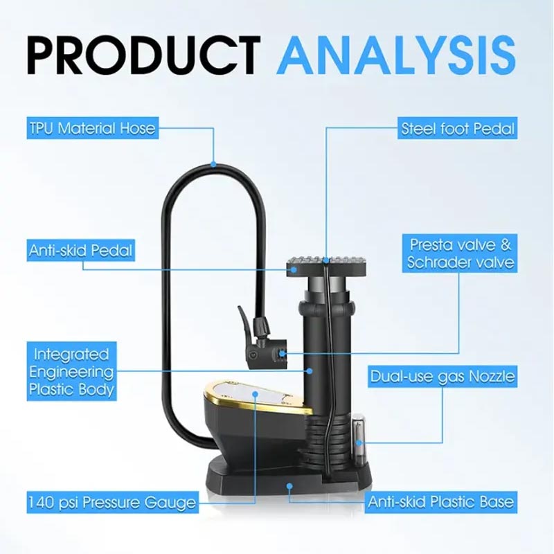 Bicycle Air Pump with Pressure Gauge