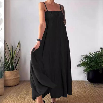 🦋Solid Color Pleated Breathable Spaghetti Strap Dress