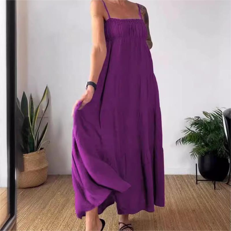 🦋Solid Color Pleated Breathable Spaghetti Strap Dress