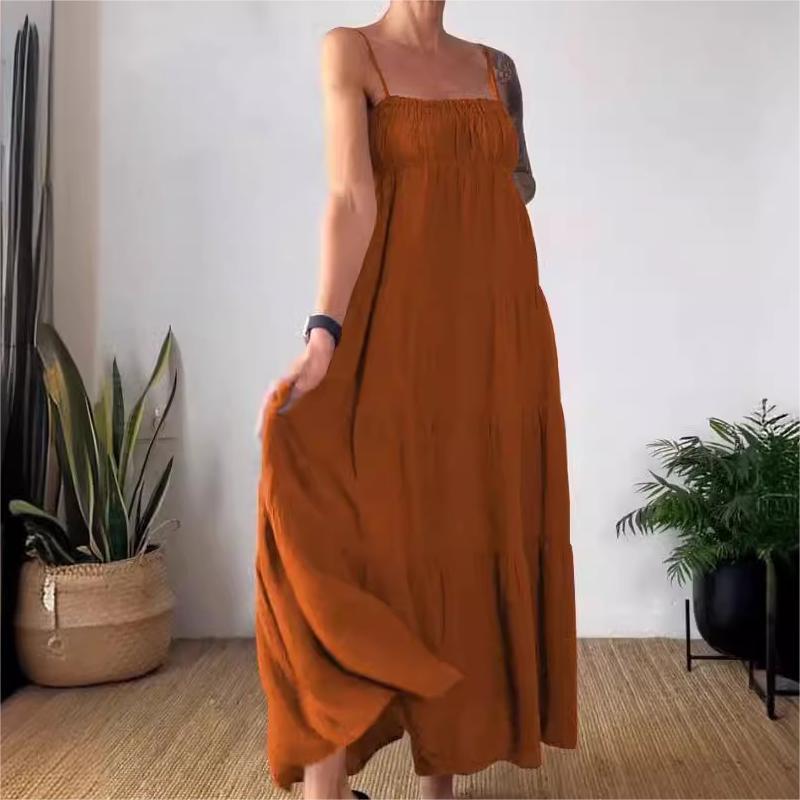 🦋Solid Color Pleated Breathable Spaghetti Strap Dress