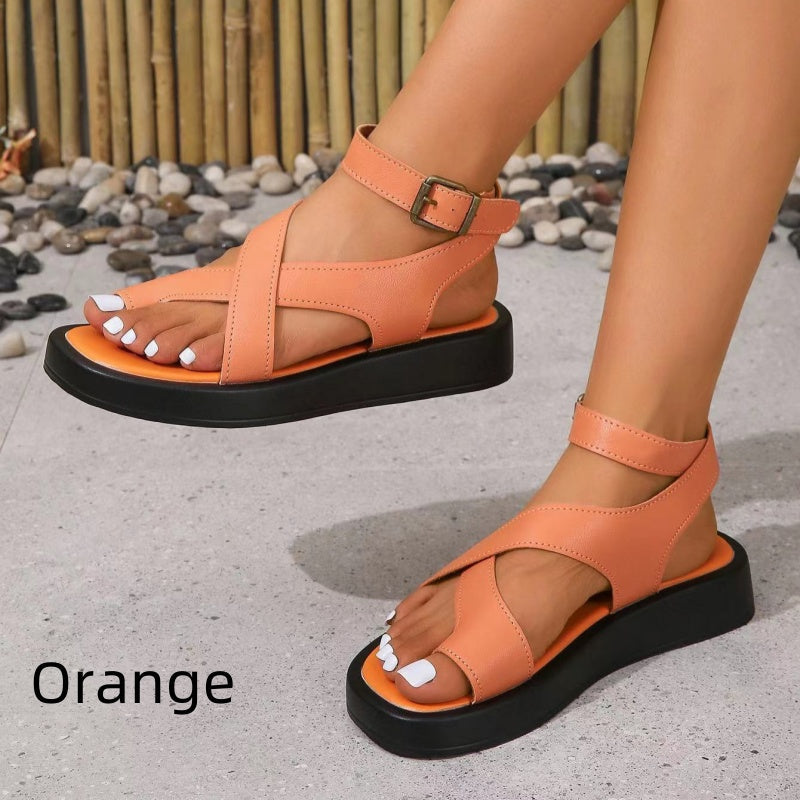 Women's  Adjustable Ankle Buckle Crossover Sandals