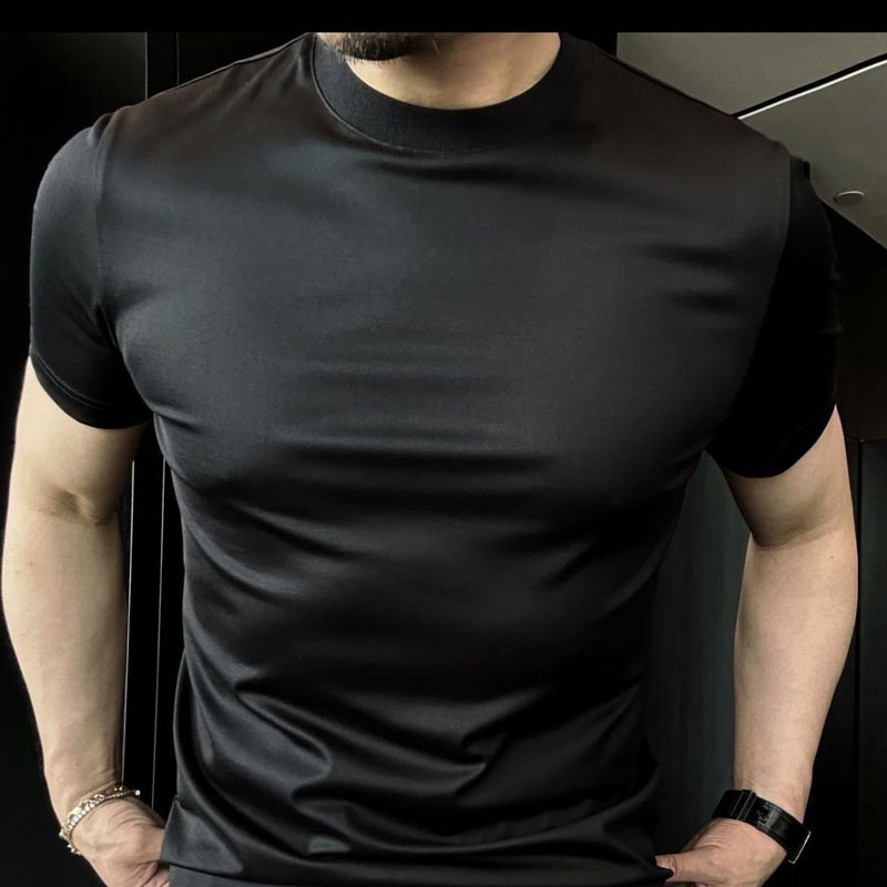 Men's Mercerized Breathable Ice Silk Short-sleeve T-shirt