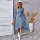 V-Neck Floral Irregular Hem Waist Cinching Dress