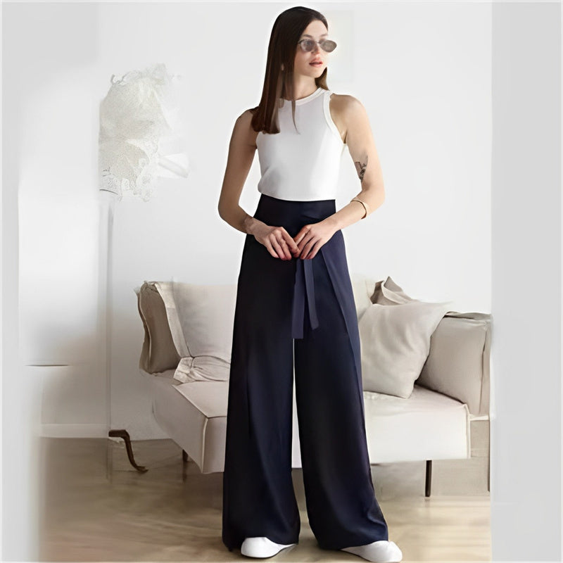 Women's Tie Knot Wide Leg Pants