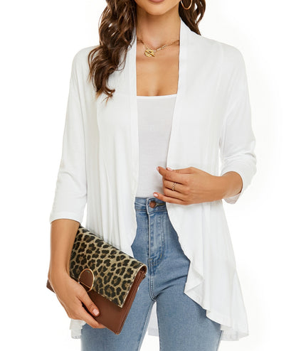 Solid color cardigan stretch blazer