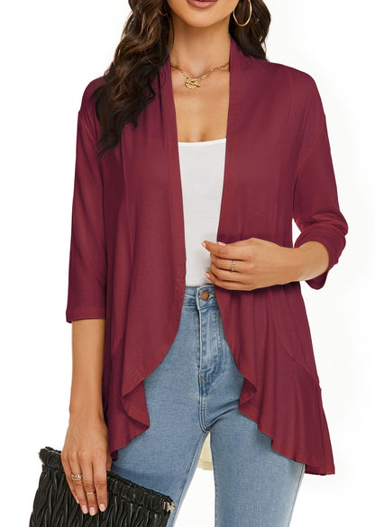 Solid color cardigan stretch blazer