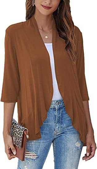 Solid color cardigan stretch blazer