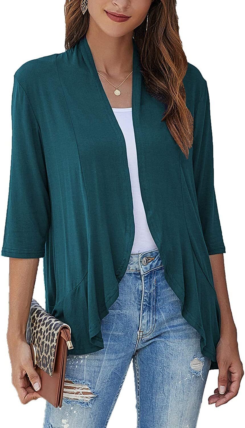 Solid color cardigan stretch blazer