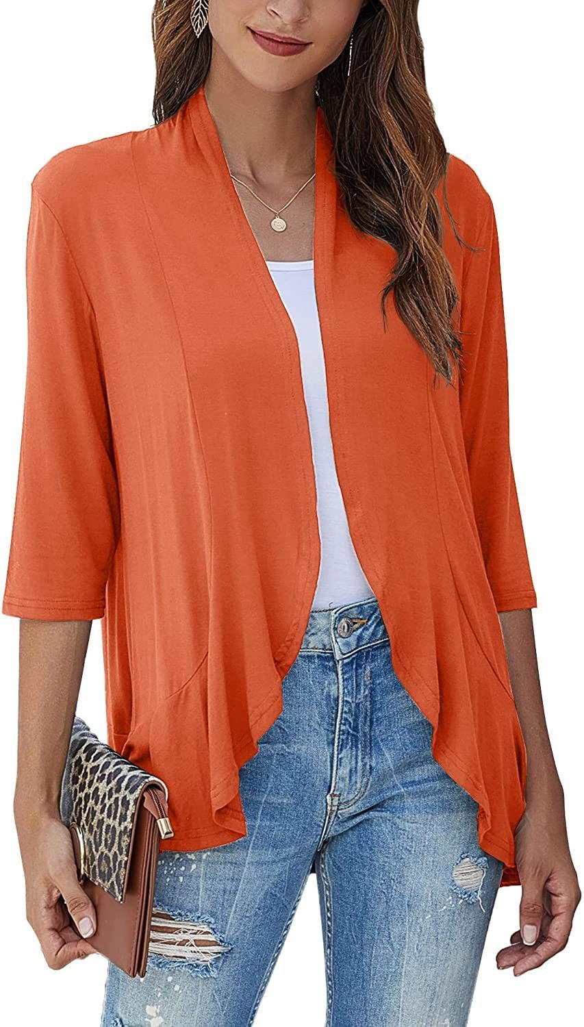 Solid color cardigan stretch blazer