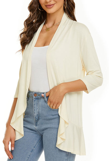 Solid color cardigan stretch blazer