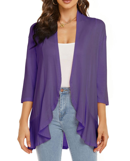 Solid color cardigan stretch blazer