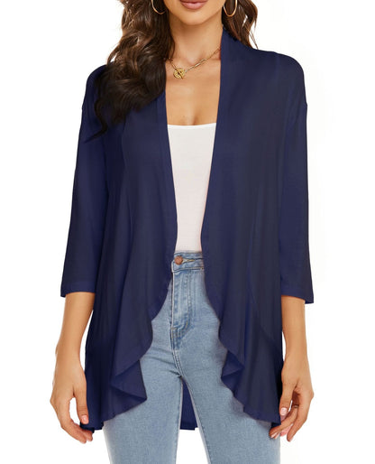 Solid color cardigan stretch blazer