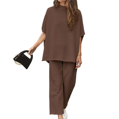 Women's 3/4 Sleeve Capelet Wide-Leg Pants Set