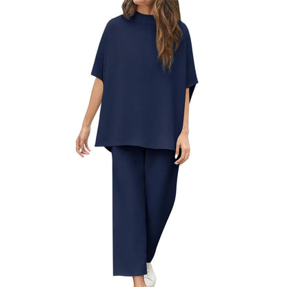 Women's 3/4 Sleeve Capelet Wide-Leg Pants Set