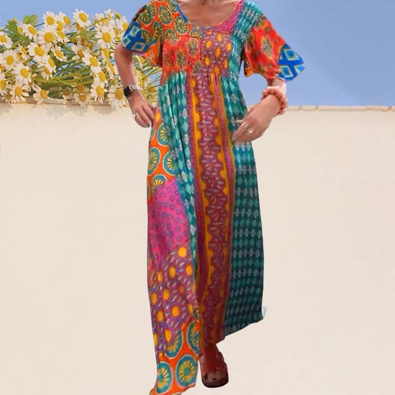 ✨NEW SALE✨Women’s Bohemian Patchwork Colorful Maxi Dress