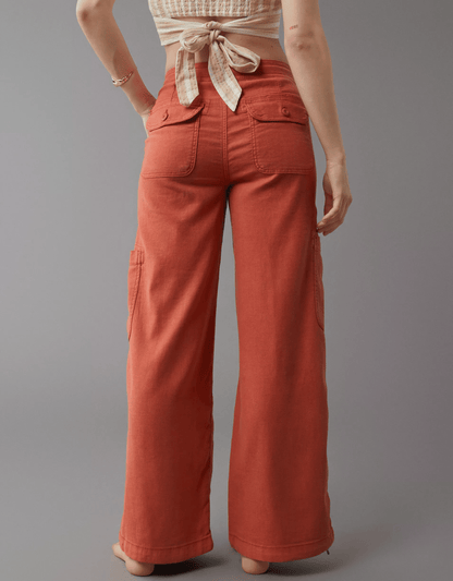 💝Linen-Blend Wide-Leg Cargo Pant