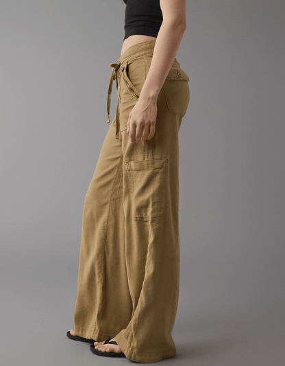 💝Linen-Blend Wide-Leg Cargo Pant