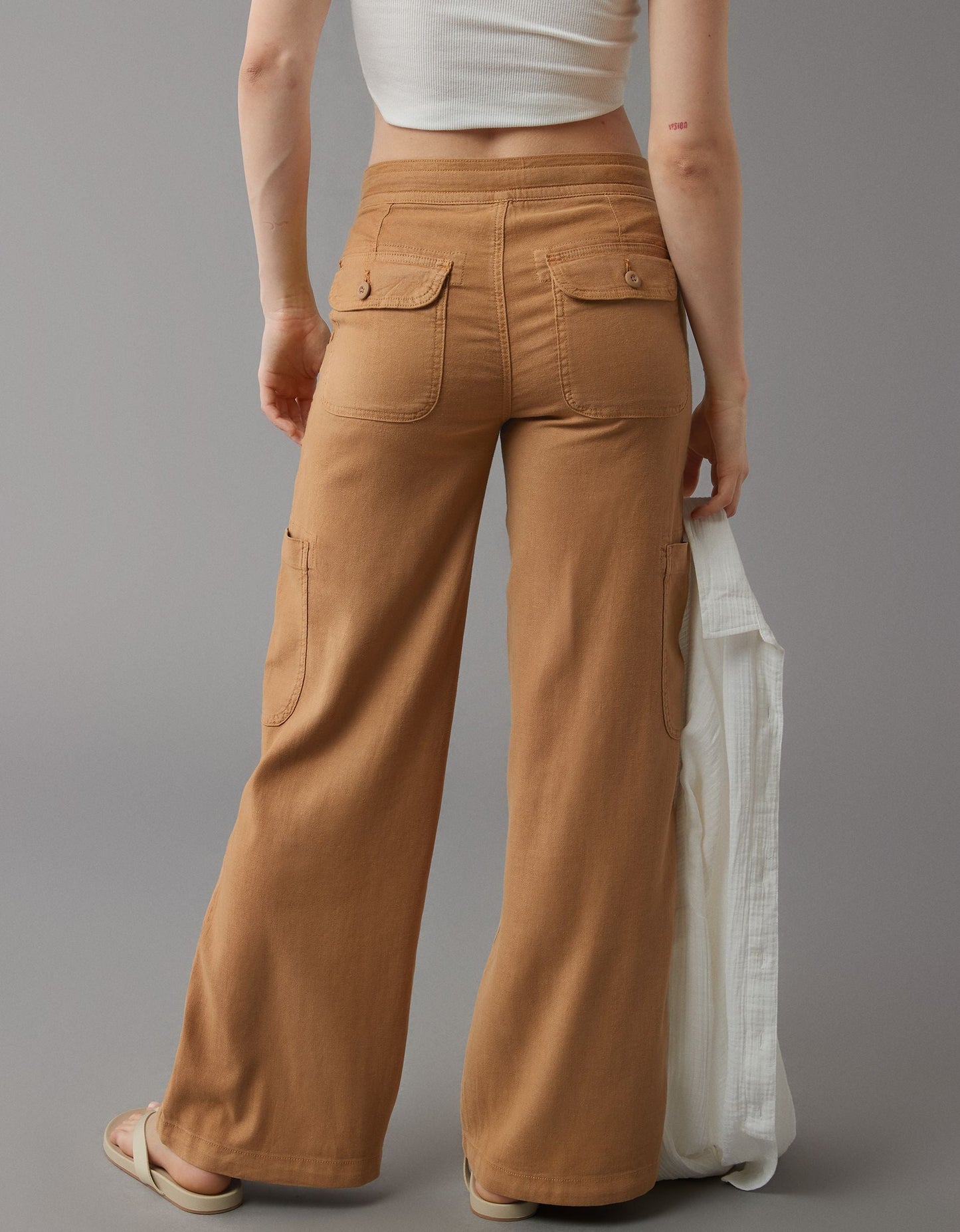 💝Linen-Blend Wide-Leg Cargo Pant