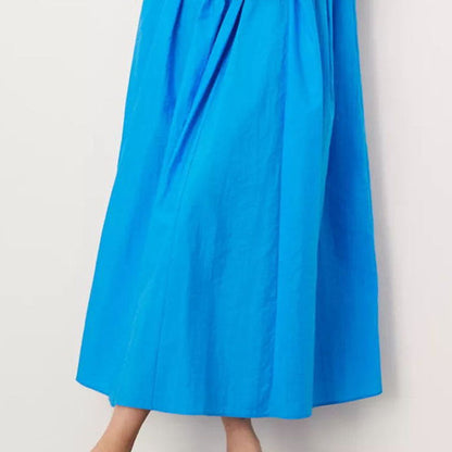 Fashion V-Neck Pleated Backless Long Dress