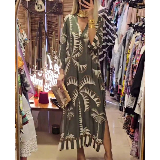 Exclusive vintage coconut tree print dress